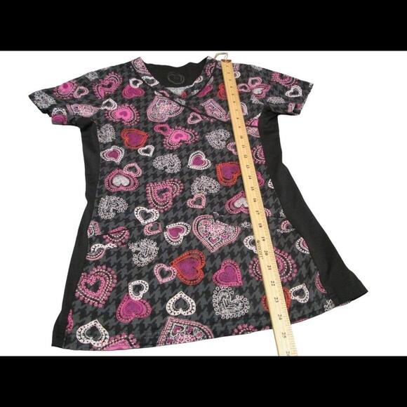Health Pro Womens Hearts Uniform Medical Scrub Top Nurse Work Wear Size XS - Picture 6 of 9